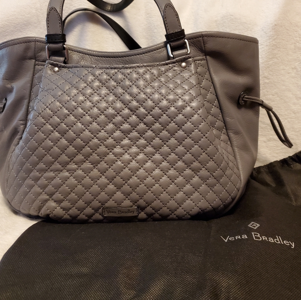 NWT Vera Bradley Gray Leather Gallatin Glenna Caryall